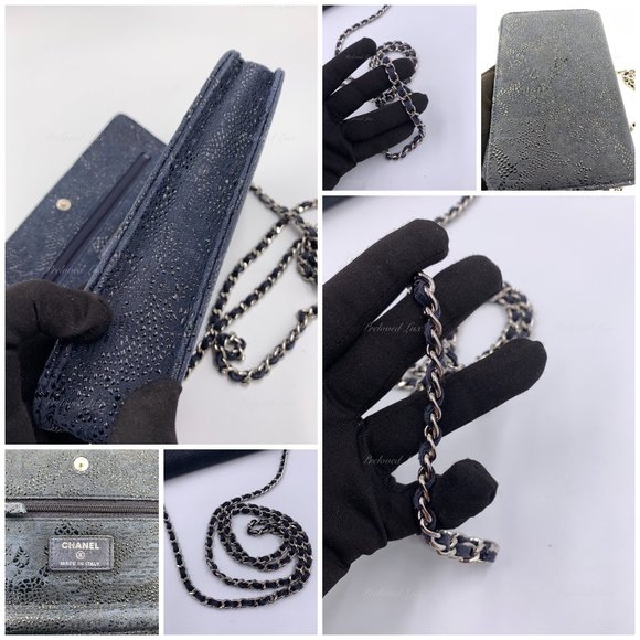 Authentic CHANEL Lace Embossed Wallet-on-the-chain WOC Crossbody Flap bag - Picture 12 of 16